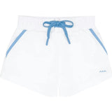boys shell white boardie with multi stripes