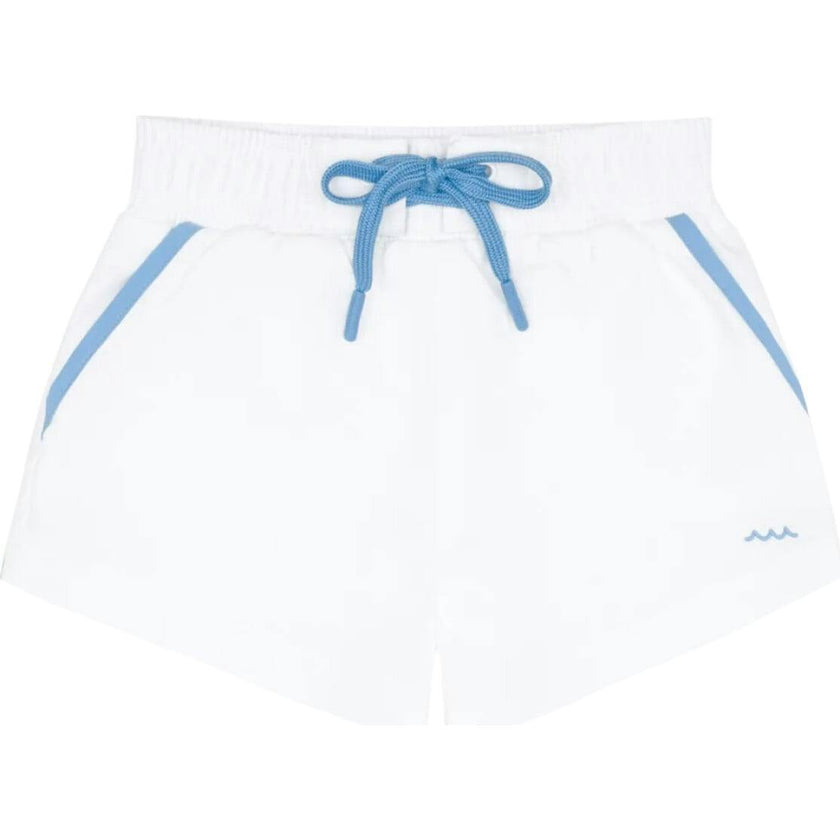 boys shell white boardie with multi stripes