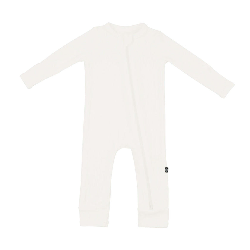 Ribbed Zipper Romper in Cloud