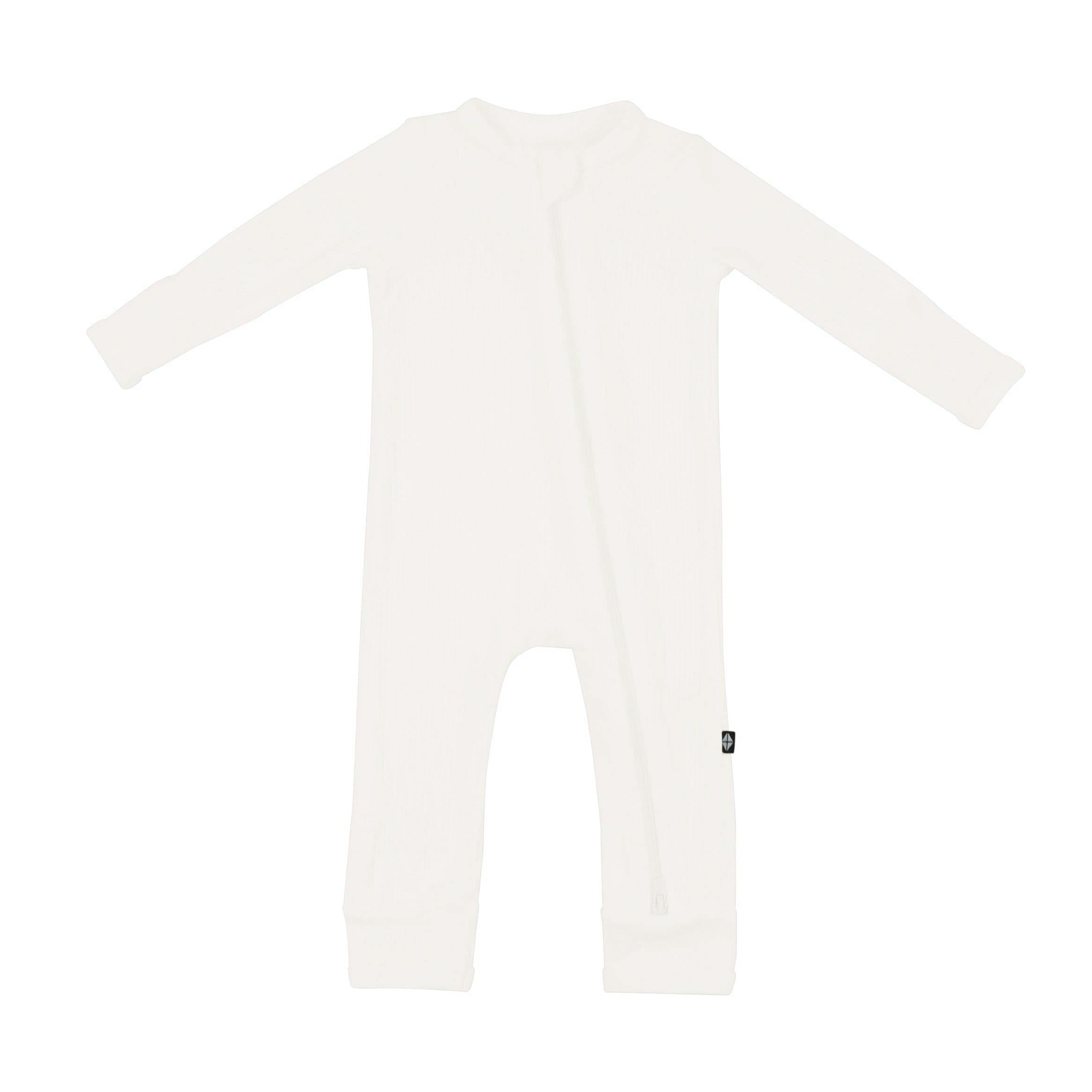 Ribbed Zipper Romper in Cloud