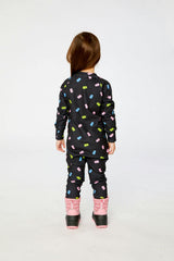 One Piece Thermal Underwear Black Printed Gummy Bears