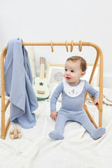 Embroidered Bib Footie and Beanie Set