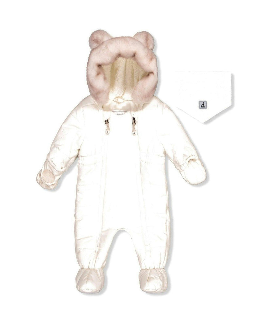 Baby One Piece Snowsuit For Car Seats Off White