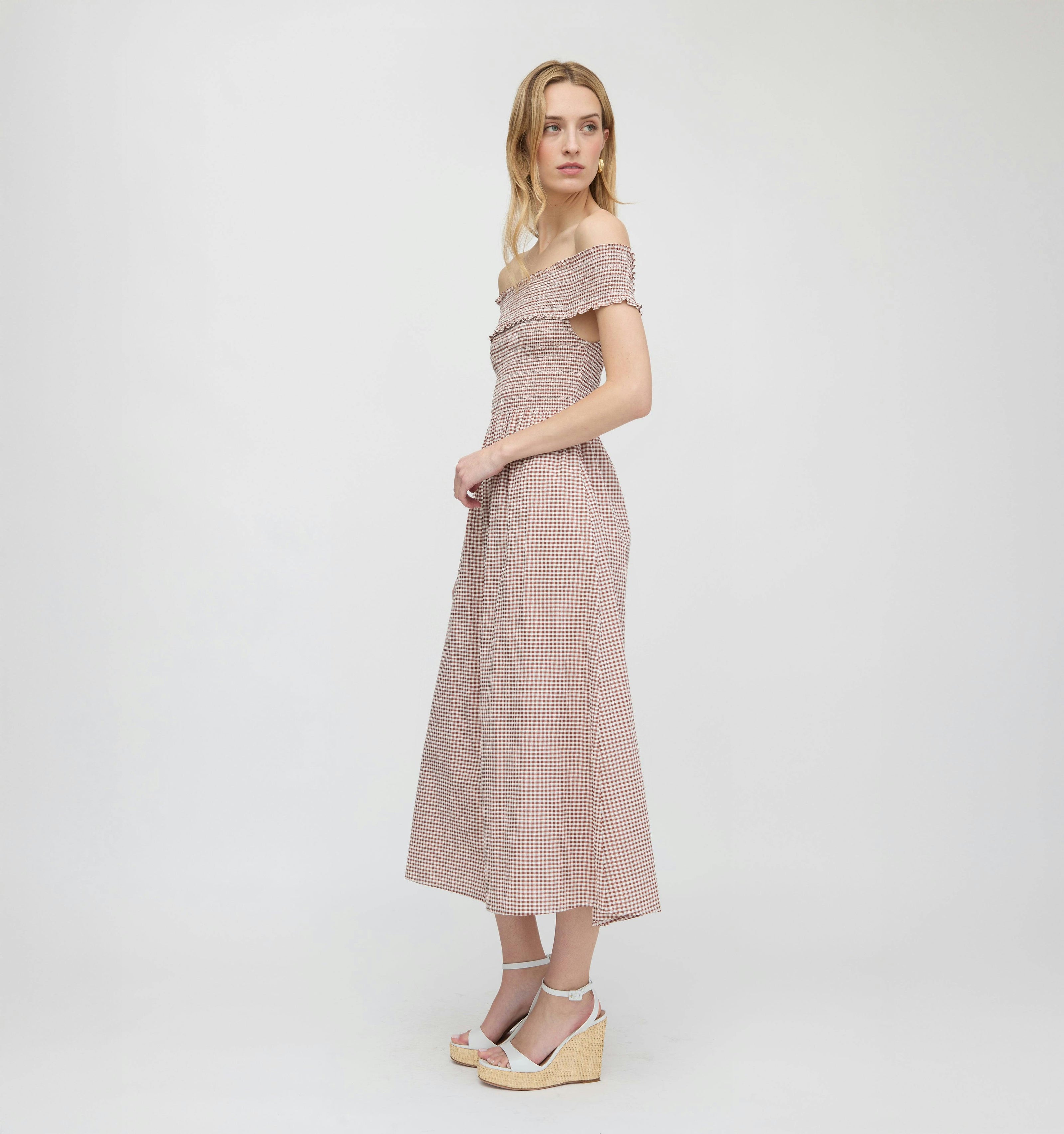 The Marguerite Nap Dress - Cognac Gingham