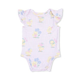 Vintage Spring Ducklings Pink - Ruffle Sleeve Bodysuit
