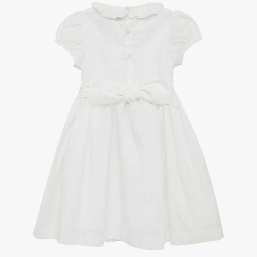 Willow Rose Hand Smocked Dress in White