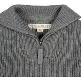 Organic Rib Knit Half Zip Pullover Sweater, Grey