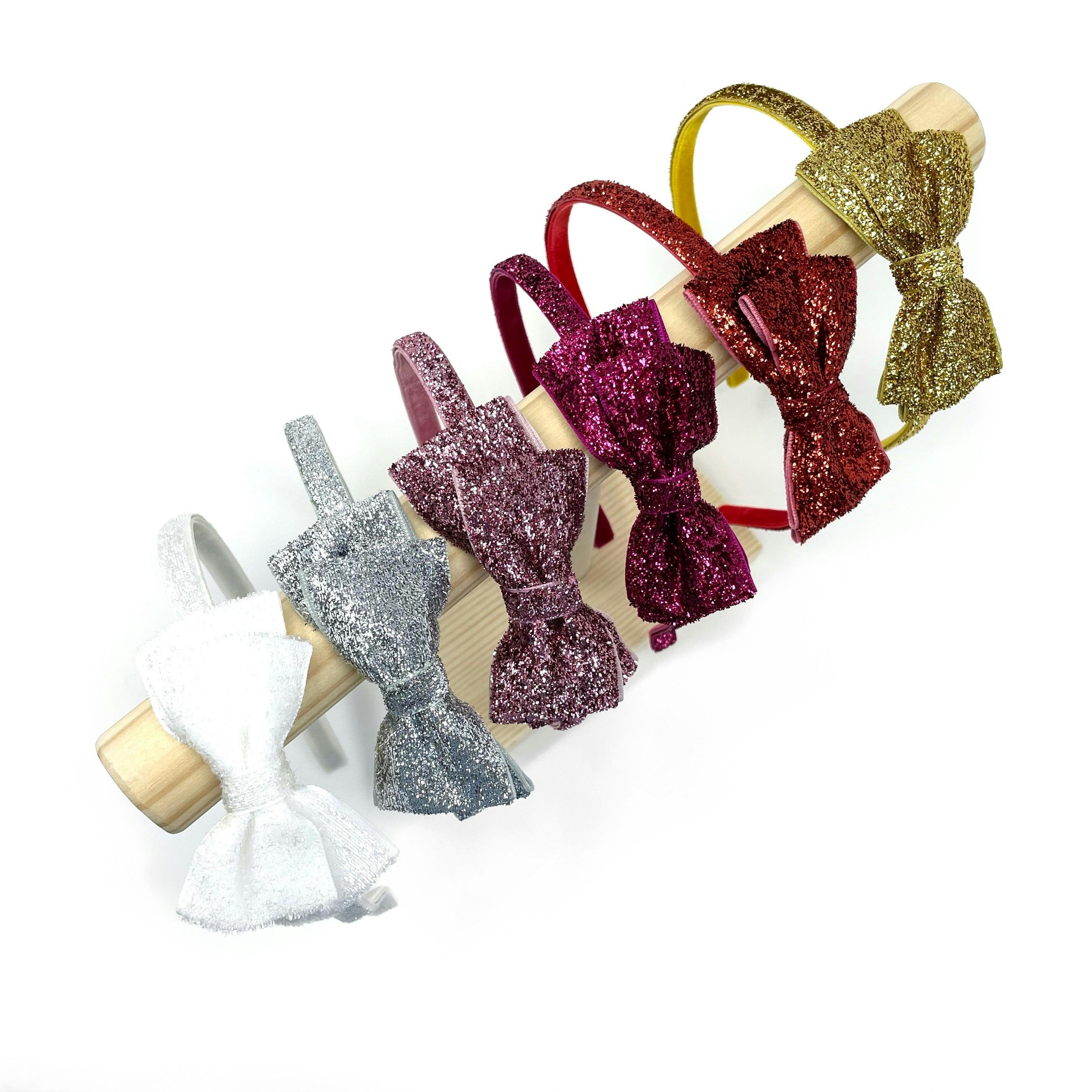 Glitter Bow Headband, Magenta