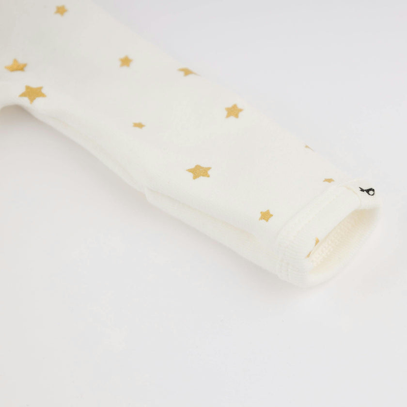 Mini Gold Star Foil Zipper Footie