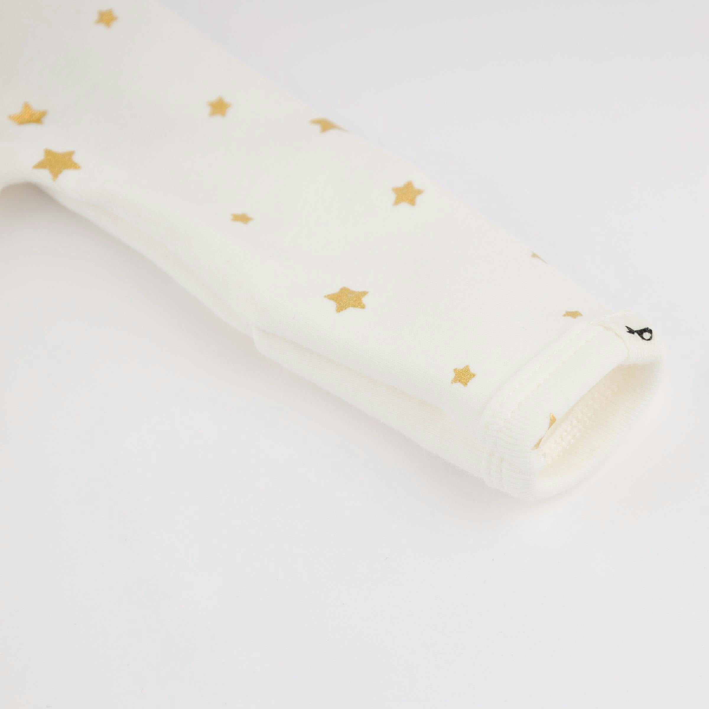 Mini Gold Star Foil Zipper Footie