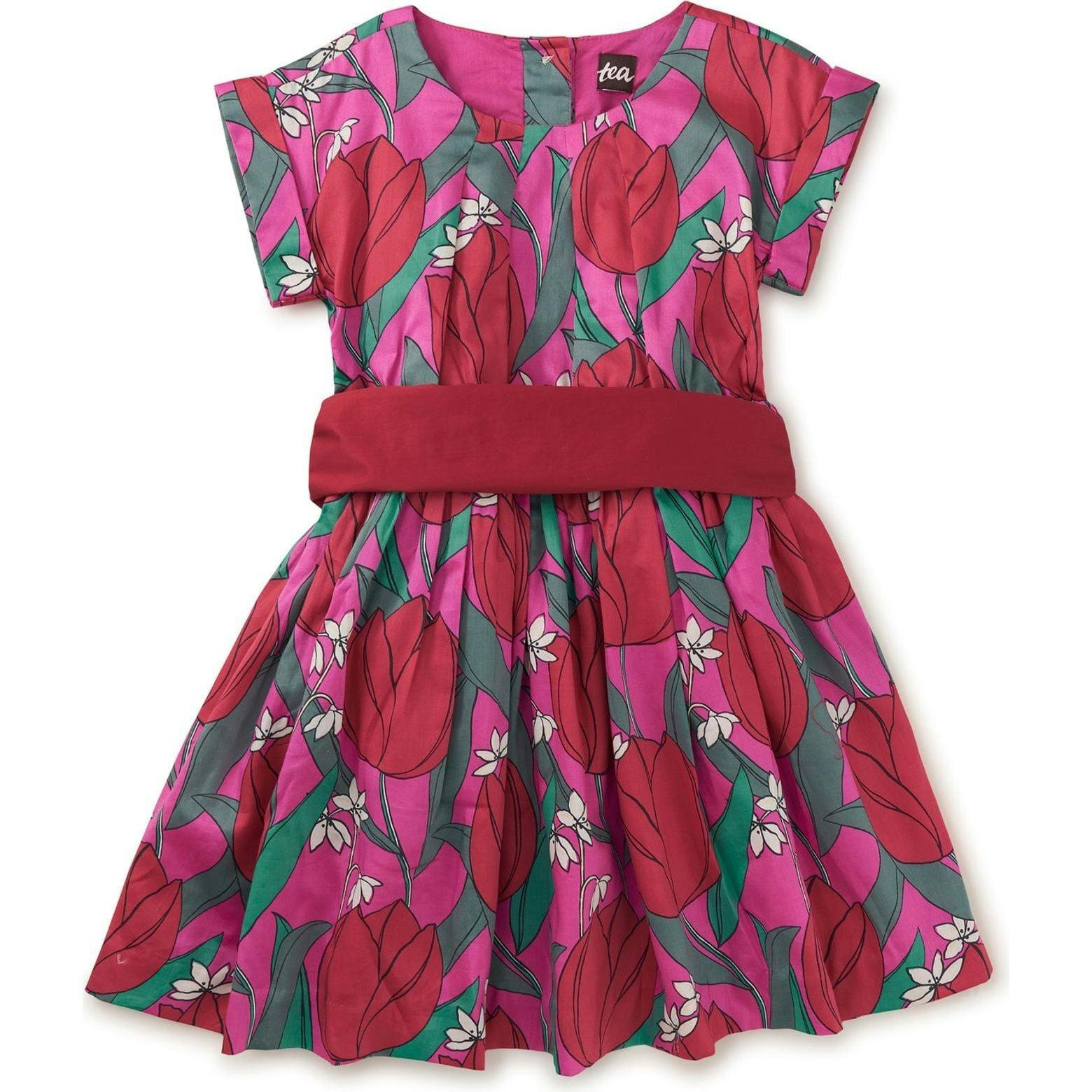 Sateen Sash Dress, Pink