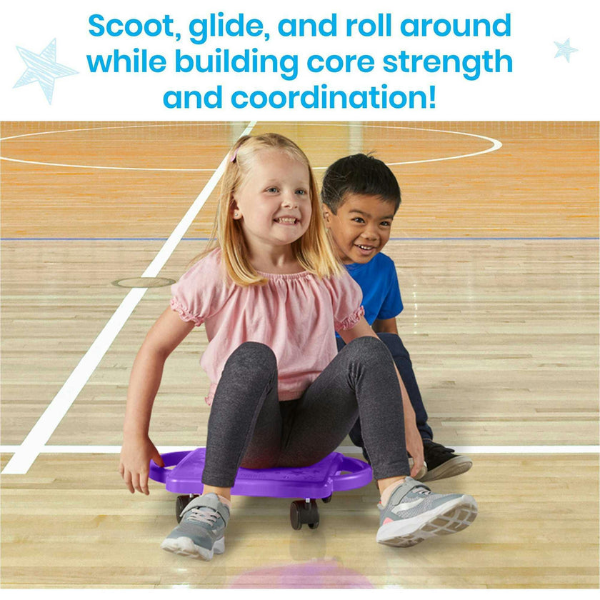 Purple Indoor Scooter Board with Safety Handles for Kids Ages 6-12