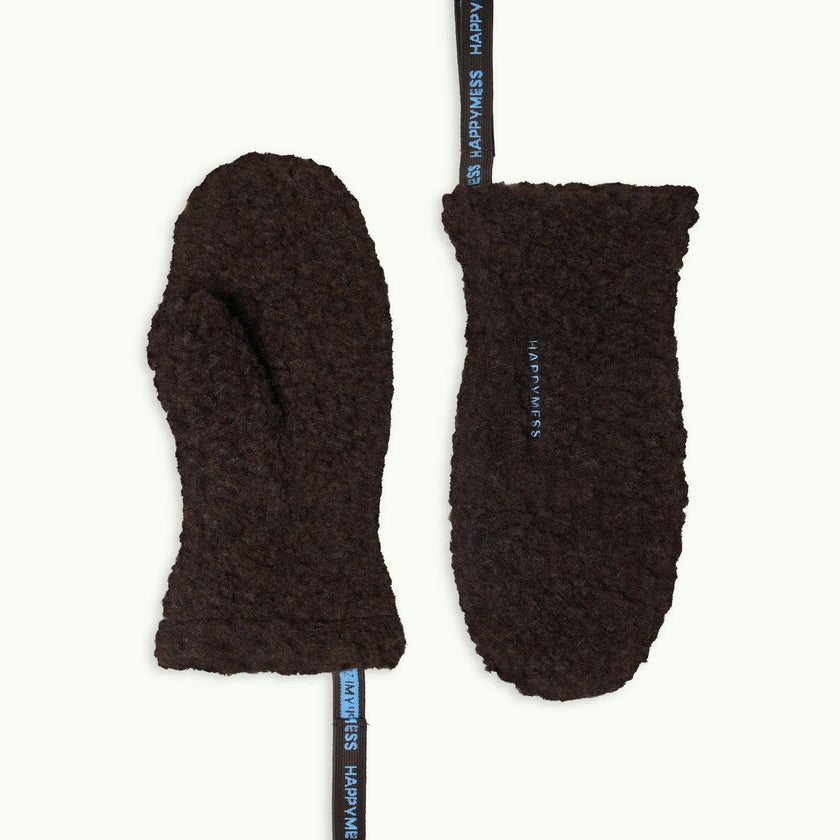 adult merino wool mittens - chocolate brown