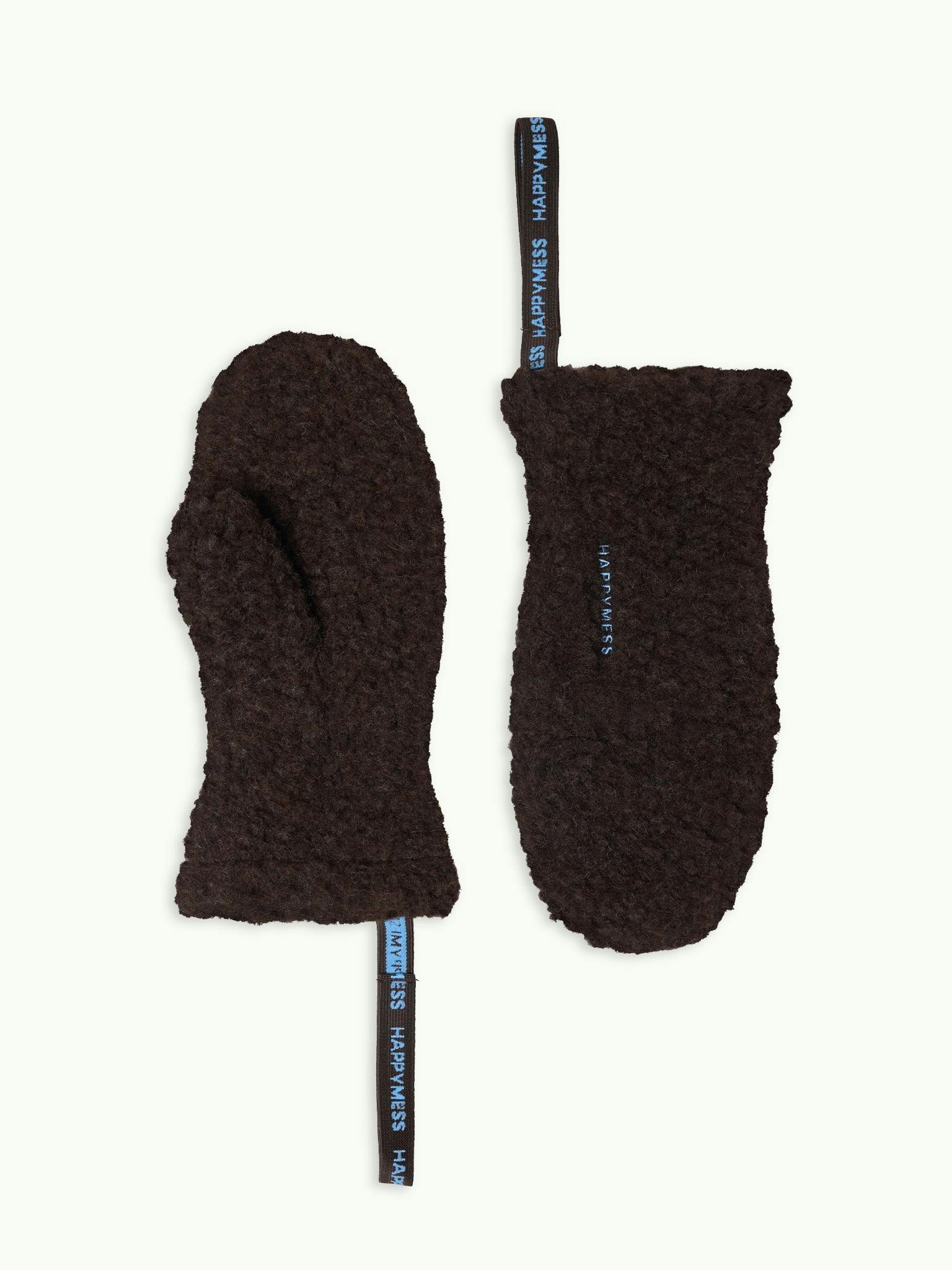 adult merino wool mittens - chocolate brown