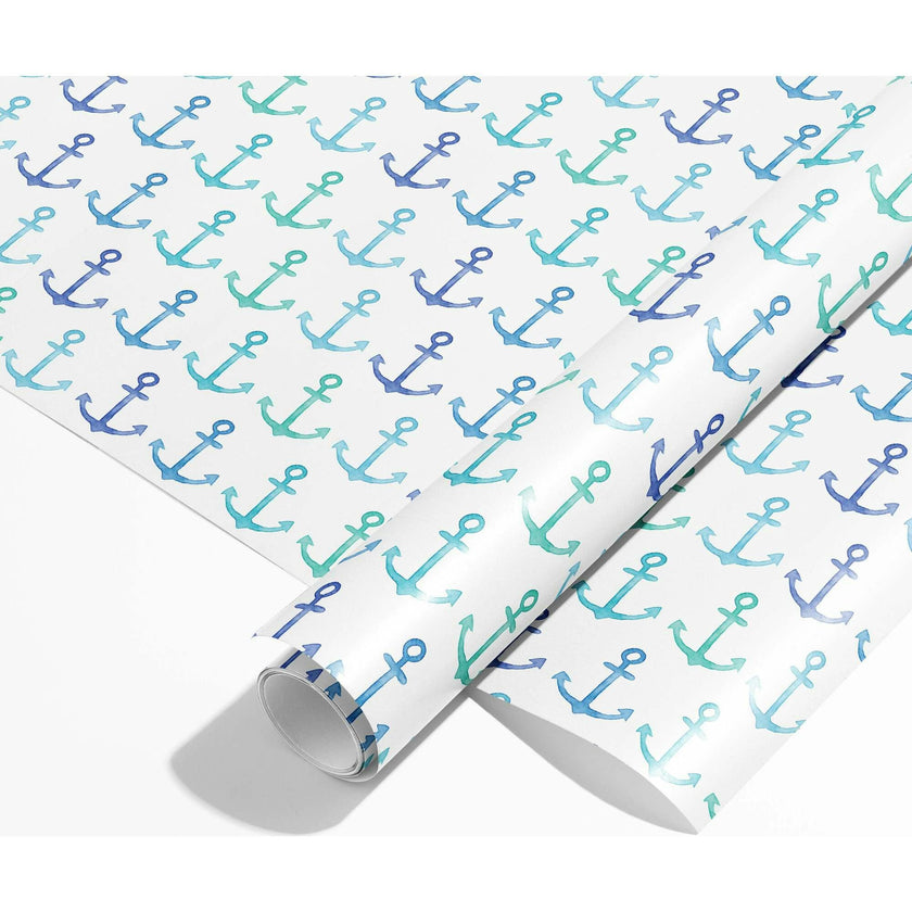 Blue Anchors Coastal Gift Wrap