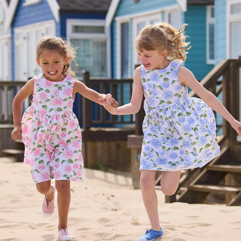 Adelina Summer Dress in Pale Blue Hydrangea