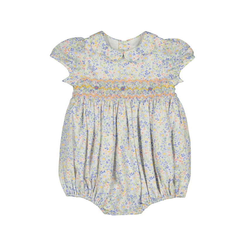 Ondine Blue Floral Short Sleeve Bubble Romper