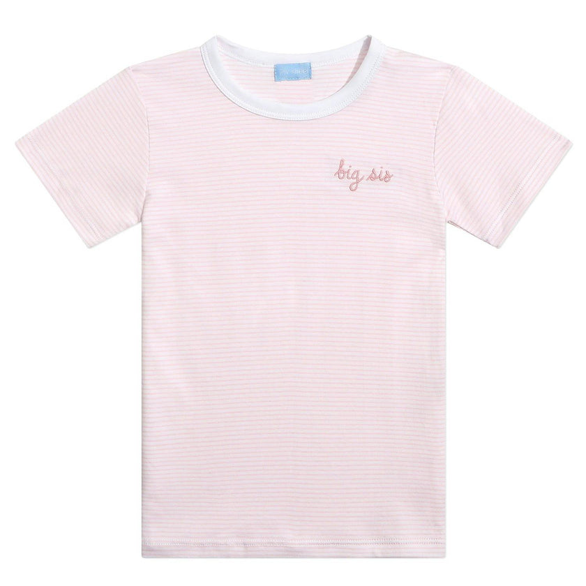 "Big Sis" Short Sleeve Tee in Pink Stripe