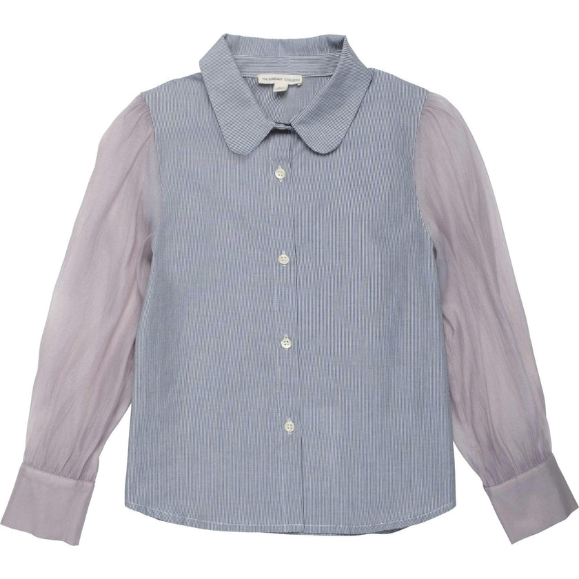 Pinstripe Chiffon Sleeve Blouse