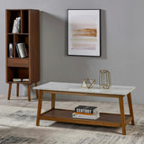 Kingston Wooden Coffee Table with Storage and Marble-Look Top