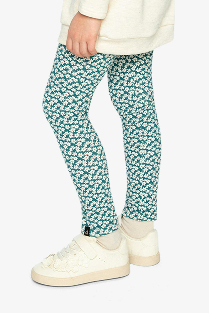 Organic Cotton Leggings Green Daisy Print