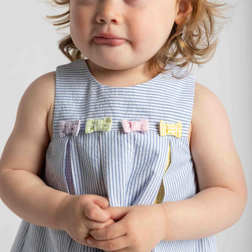 Multicolor Seersucker Dress & Bloomer