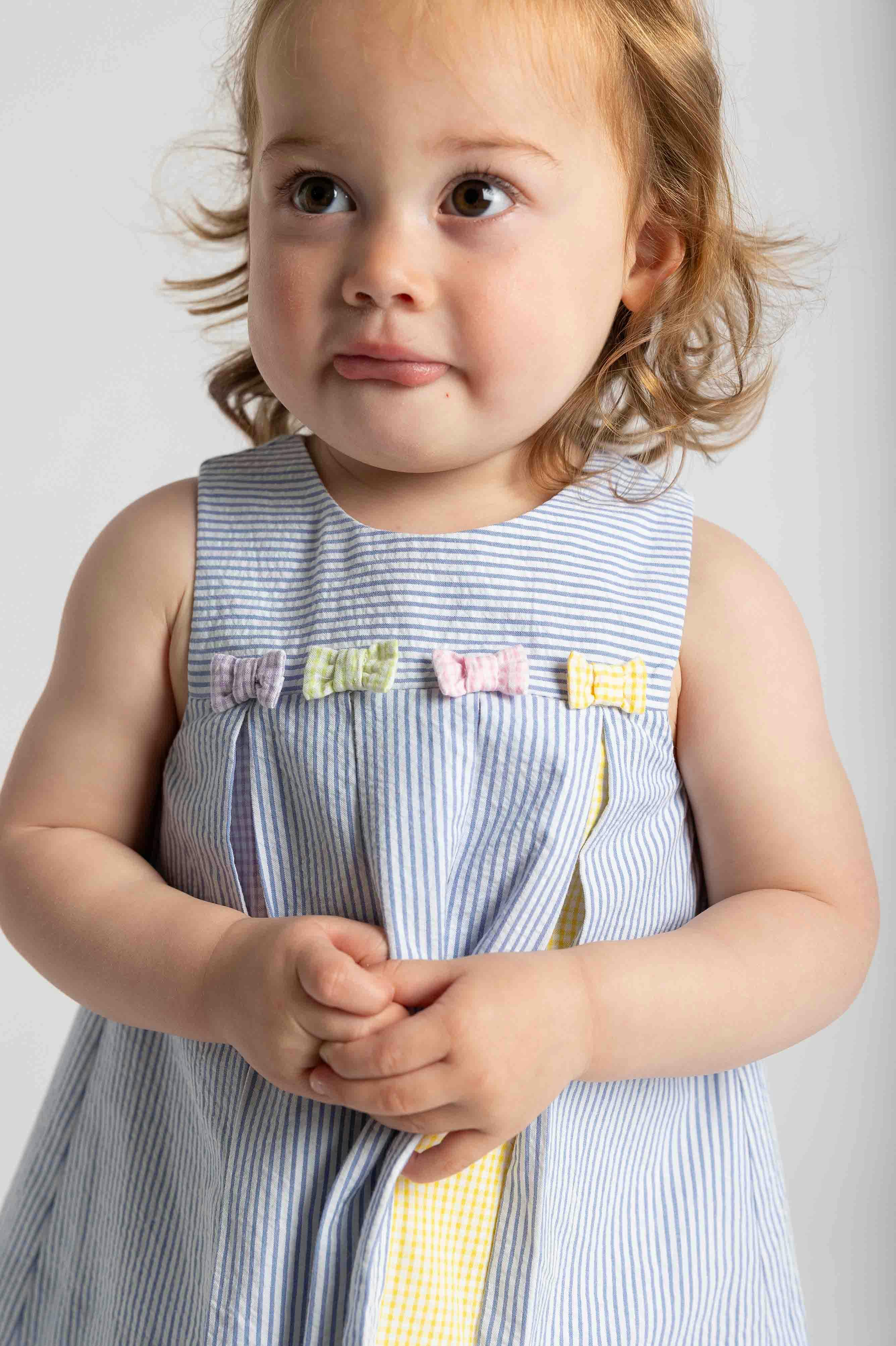 Multicolor Seersucker Dress & Bloomer