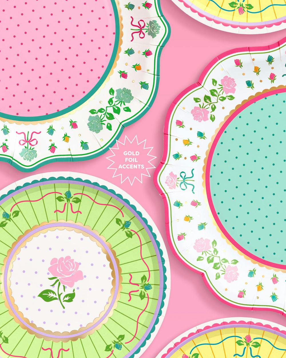 Tea Party Plates - 32 pastel floral plates