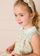 Mabel Floral Layered Scallop Collar Trapeze Dress in Green (12mths- 10yrs)