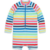 Clearance kids long sleeve one-piece rash guard in rainbow sky stripe