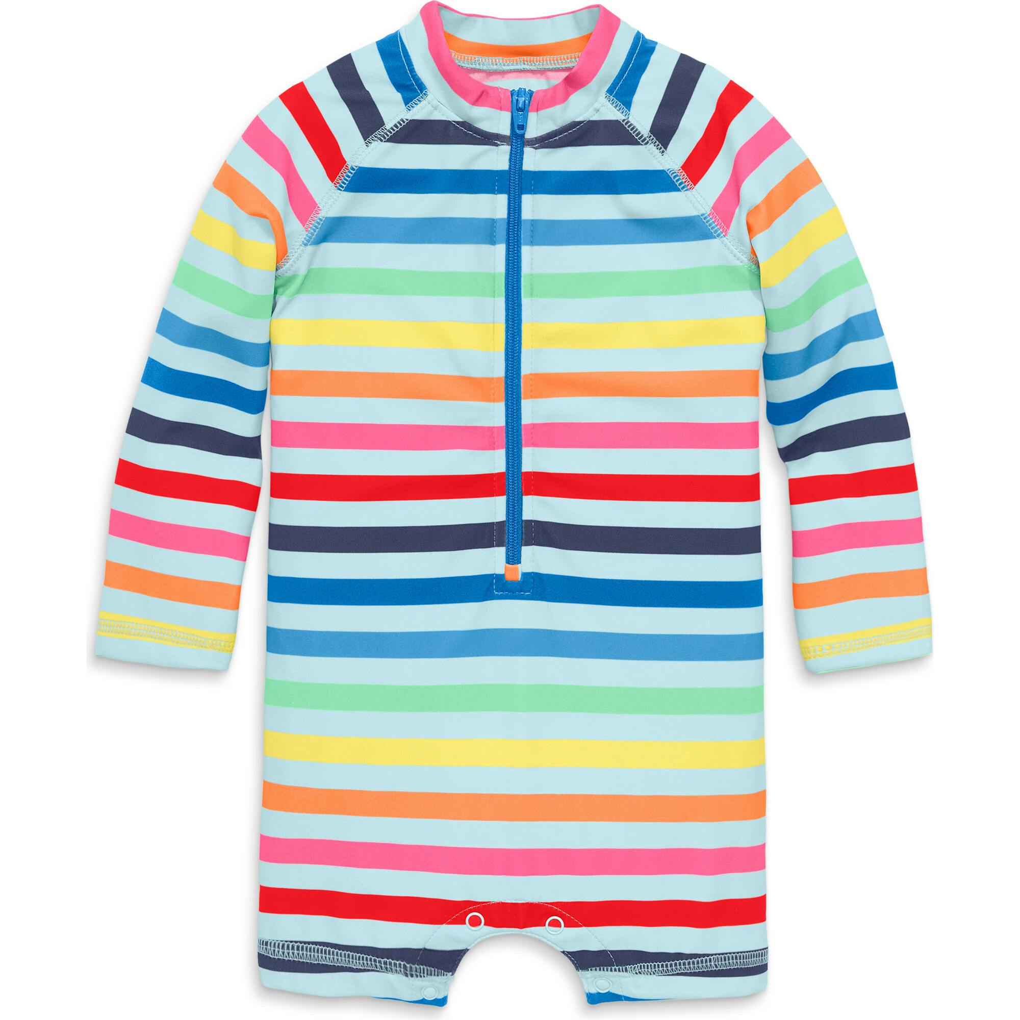 Clearance kids long sleeve one-piece rash guard in rainbow sky stripe