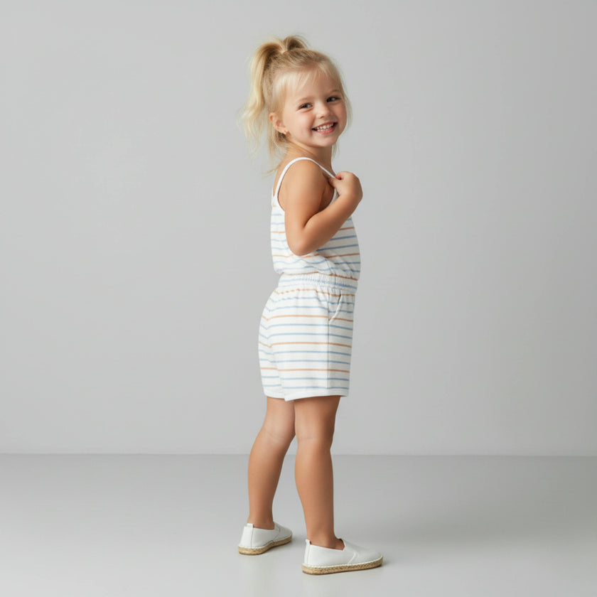 Organic Tank Romper - Cabana Stripes