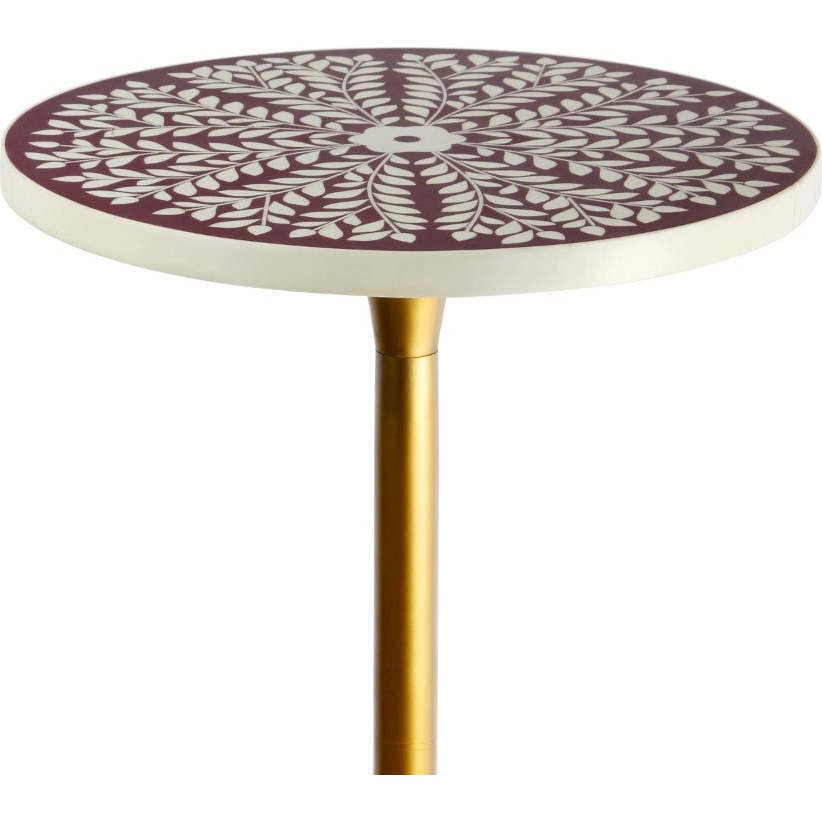 Nysha 25" Modern Bohemian Metal/Resin Inlay Top End Table