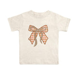Cinnamon Plaid Bow Patch Short Sleeve T-Shirt