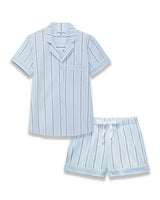 Women's Twill Short Sleeve Short Set in Coastal Stripe