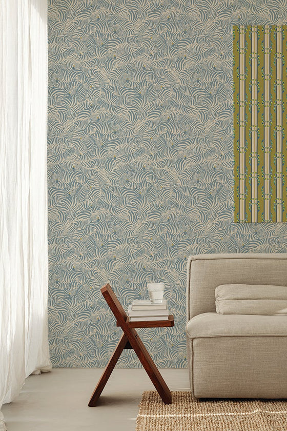 Wallpaper Zebra color bleu jean