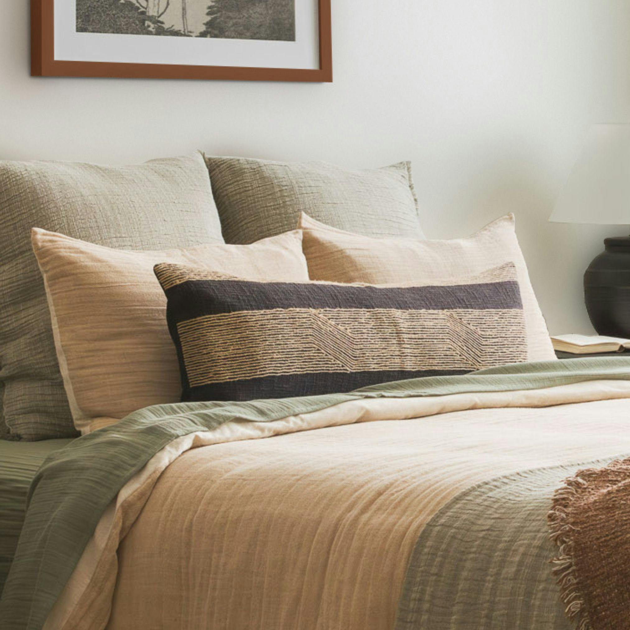 Jute Balance Brown Textured Lumbar Pillow