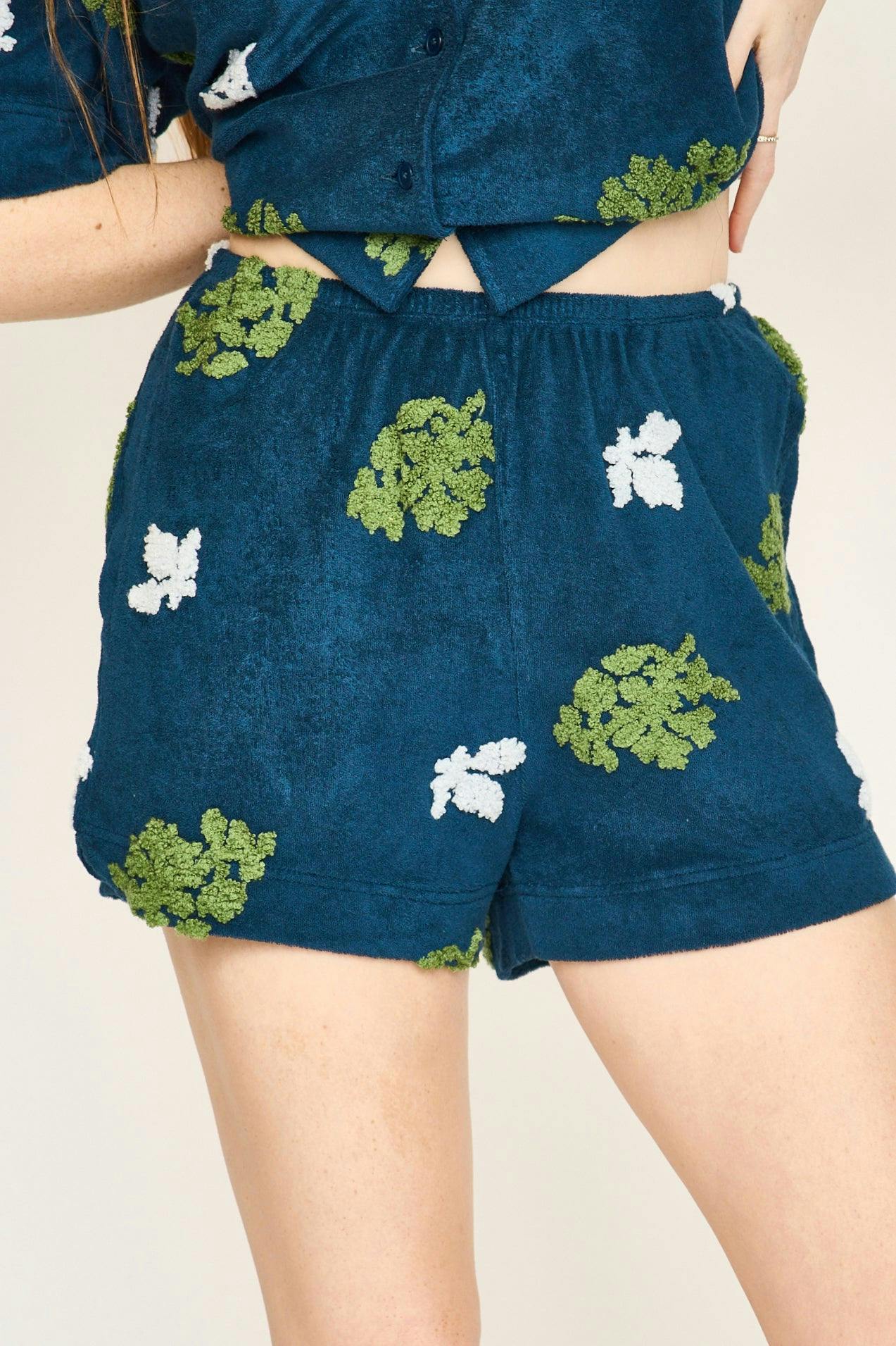 Colima Terry Short in Adriatic Fig