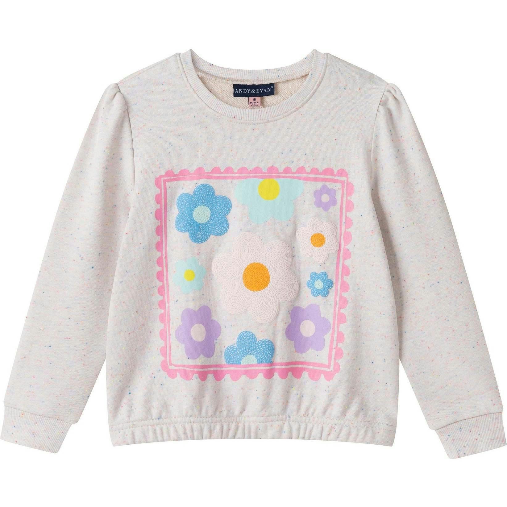 Girls Chenille Floral Sweatshirt & Tulle Tank Dress Set | Aqua