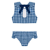 girls navy picnic gingham sailor bikini