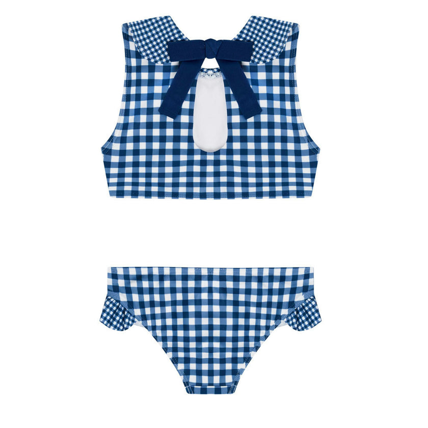 girls navy picnic gingham sailor bikini