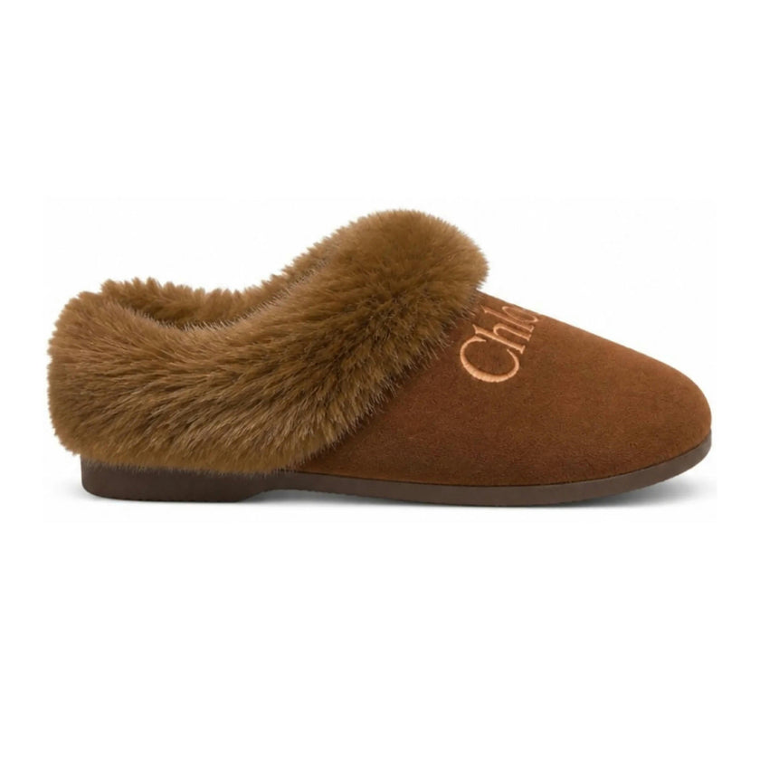 Brown Shearling Mule Slippers