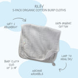 RILEY 5-Pack Crinkle Muslin Burp Cloths