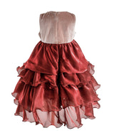 Red Tiered Satin Party Dress