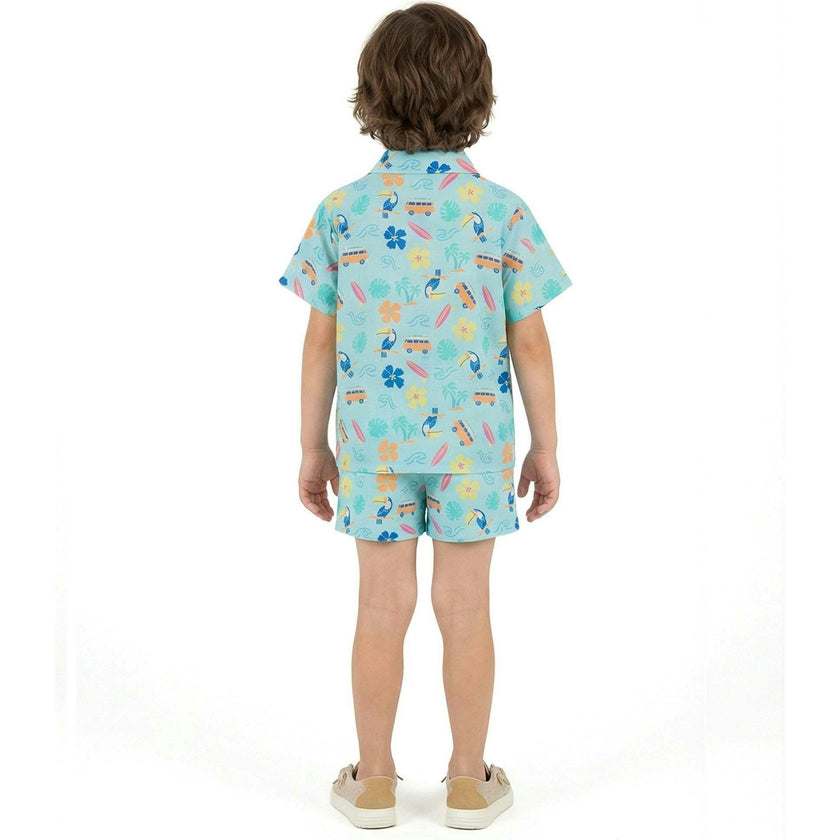 Boys Synthetic Viscose Matching Set | Aqua beach