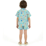 Boys Synthetic Viscose Matching Set | Aqua beach