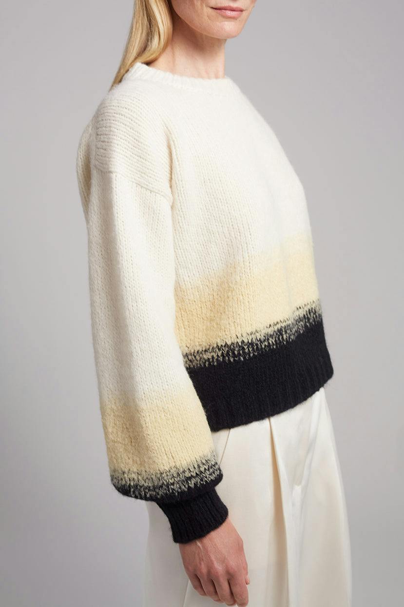 SONIA COLOR-BLOCK SWEATER | IVORY/BUTTER/BLACK