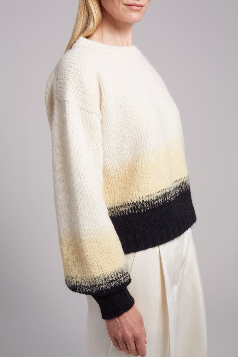 SONIA COLOR-BLOCK SWEATER | IVORY/BUTTER/BLACK