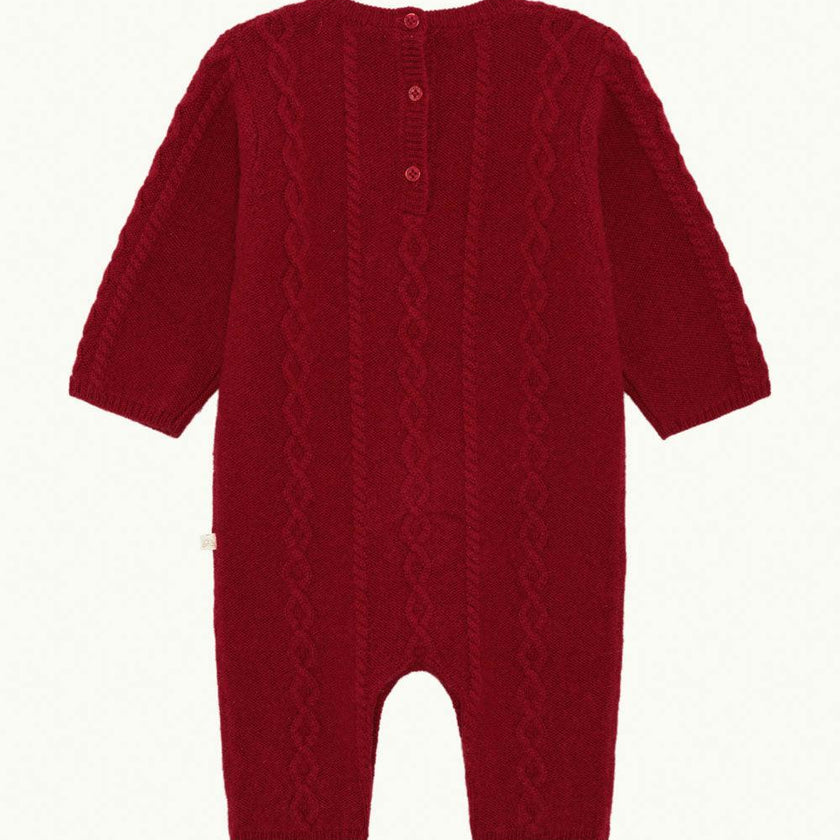Bowie Cable Knit Romper - Ruby Red
