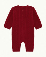 Bowie Cable Knit Romper - Ruby Red